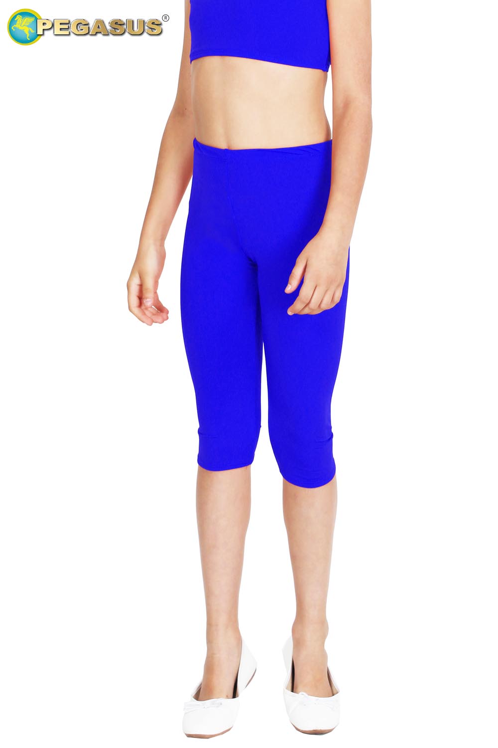 LEGGINS DANZA LYCRA TRE QUARTI BLU BAMBINA